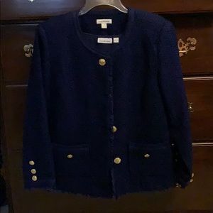 Navy blazer with matching shell.